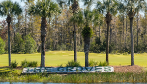 Welcome sign on golf course